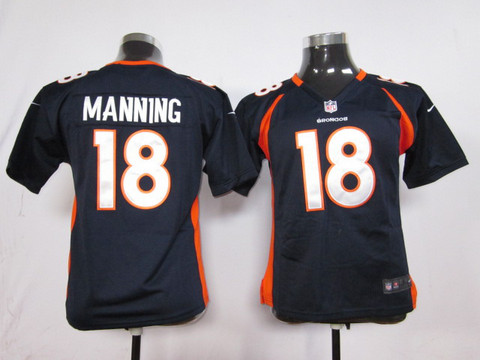 Youth Nike NFL Denver Broncos 18 Peyton Manning Blue Game Jersey